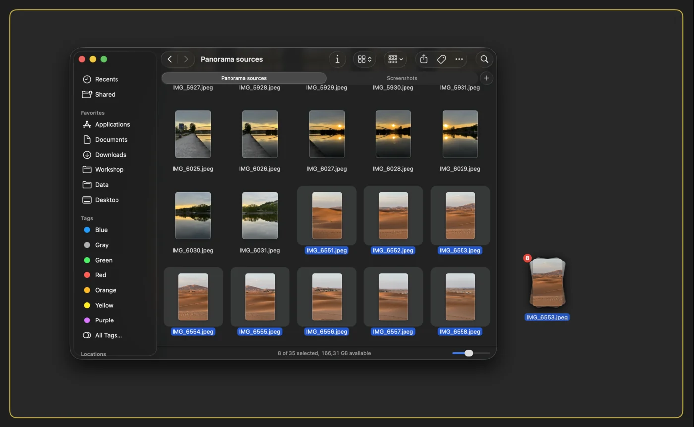 Dragging image files into PanoFuser on Mac