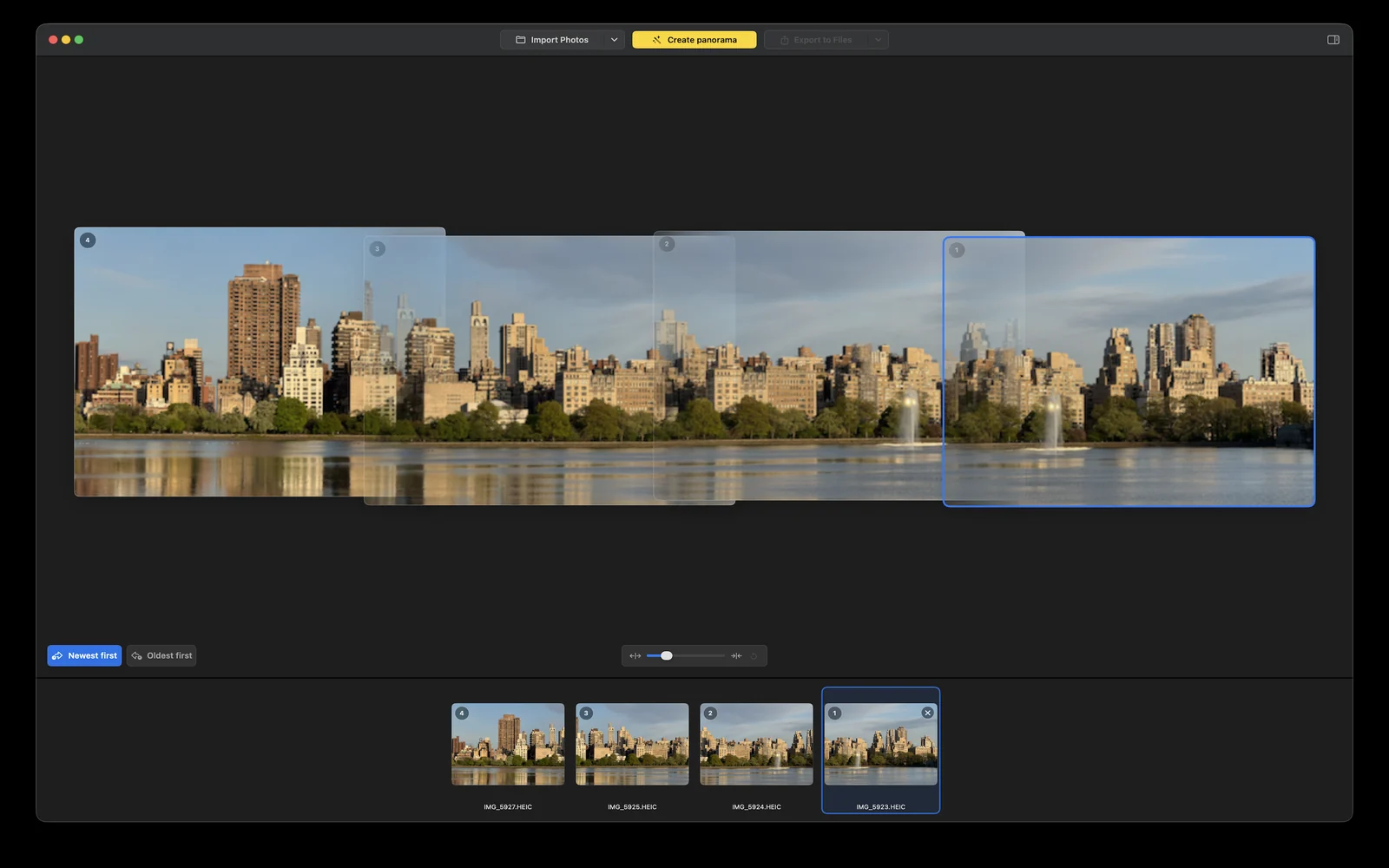 PanoFuser on Mac with imported source photos ready for panorama creation